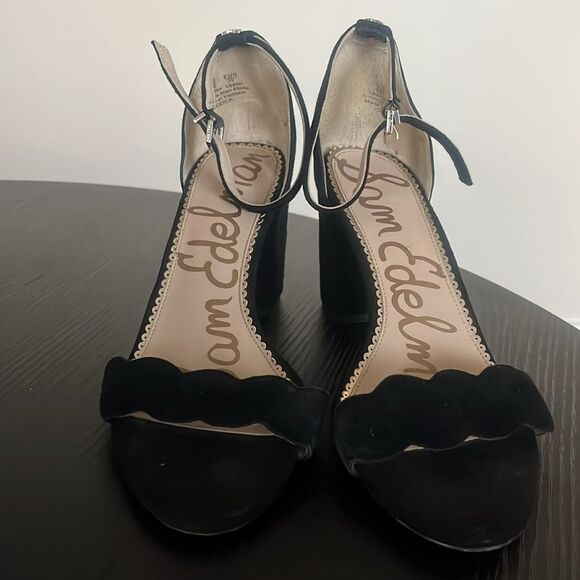 Sam Edleman Odilia Black Suede Scalloped Heels Size 9 - Picture 4 of 12